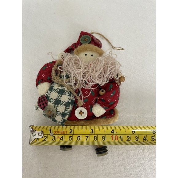 Vintage Primitive Country Santa Christmas Ornament Buttons Yarn Beard Twine - Picture 11 of 11